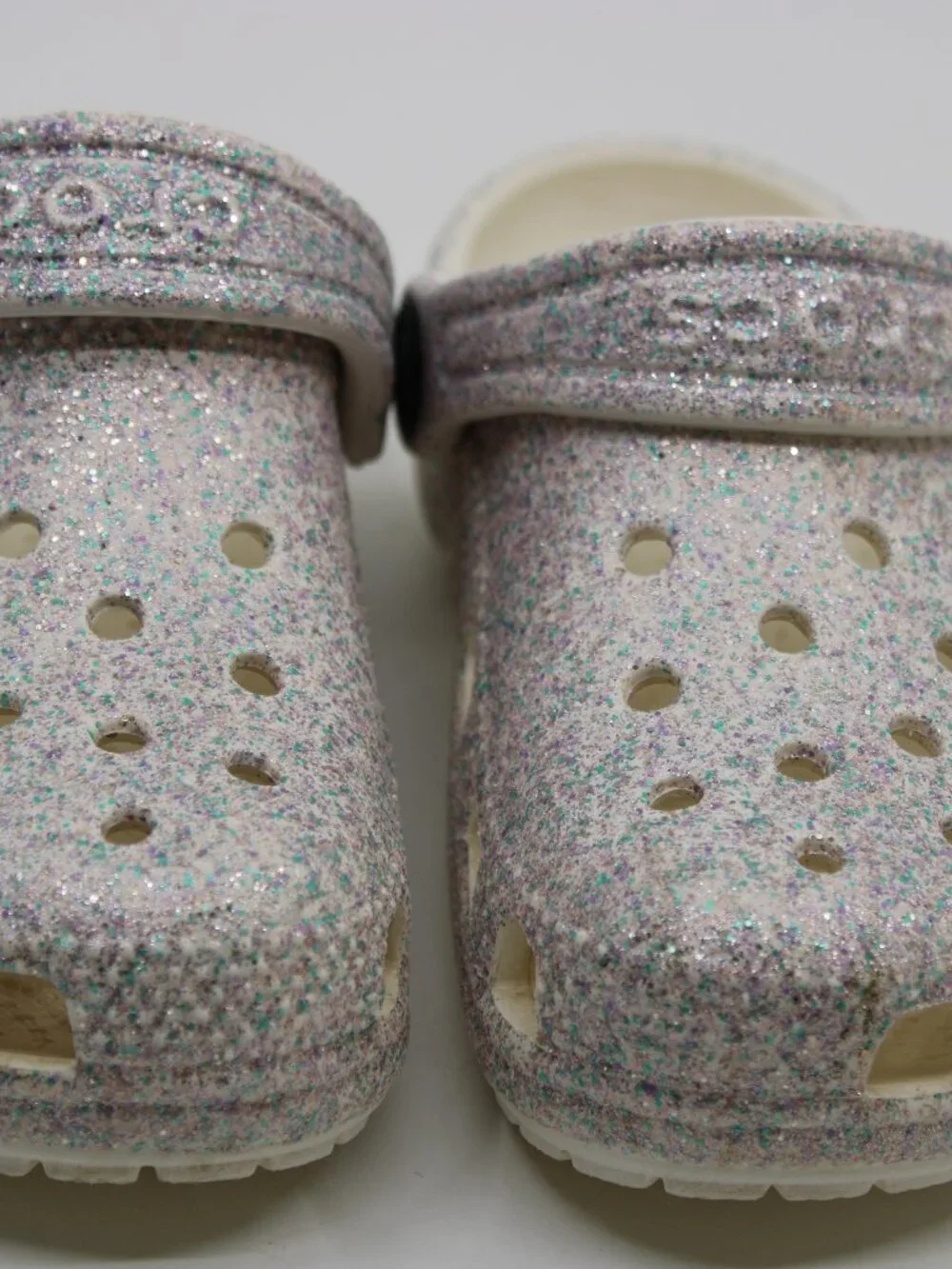 Crocs Girls Gray Glitter SZ C-9 Water Rubber Casual